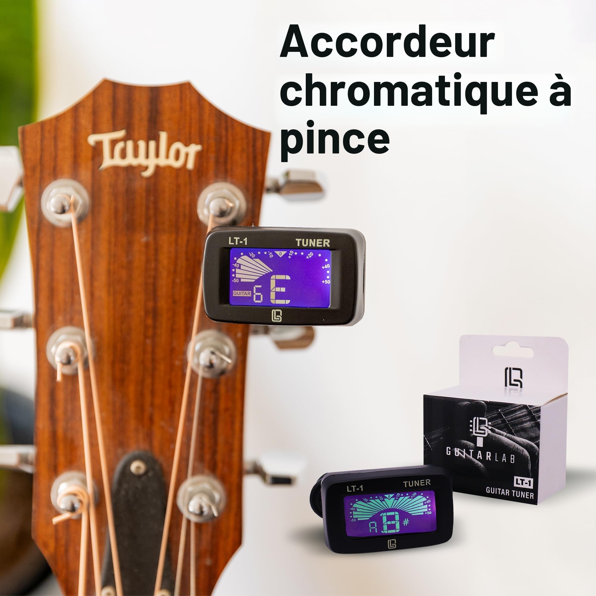 Guitar Lab coffret cadeau pour accessoires de guitare | médiators en étain, sangle de guitare, capodastre, accordeur électronique