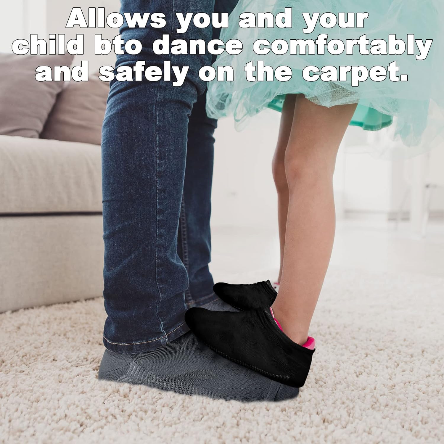 SATINIOR 4 Pairs Dance Shoe Socks over Sneaker for Smooth Turns Dance Knees Protect Ballet - Image 7