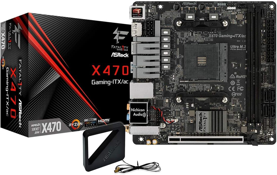 ASRock X470 Gaming-ITX/AC 90-MXB7K0-A0UAYZ main board, black