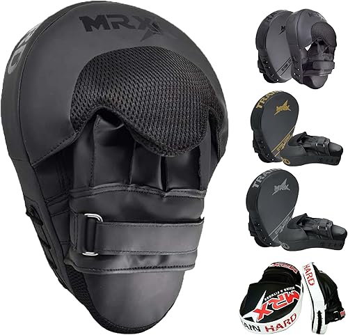 Guantes de boxeo MMA Muay Thai Boxeo, Gel Tech Leather Curvo Focus Mitts, almohadillas de mano de entrenamiento Sparring Artes Marciales Karate Dojo