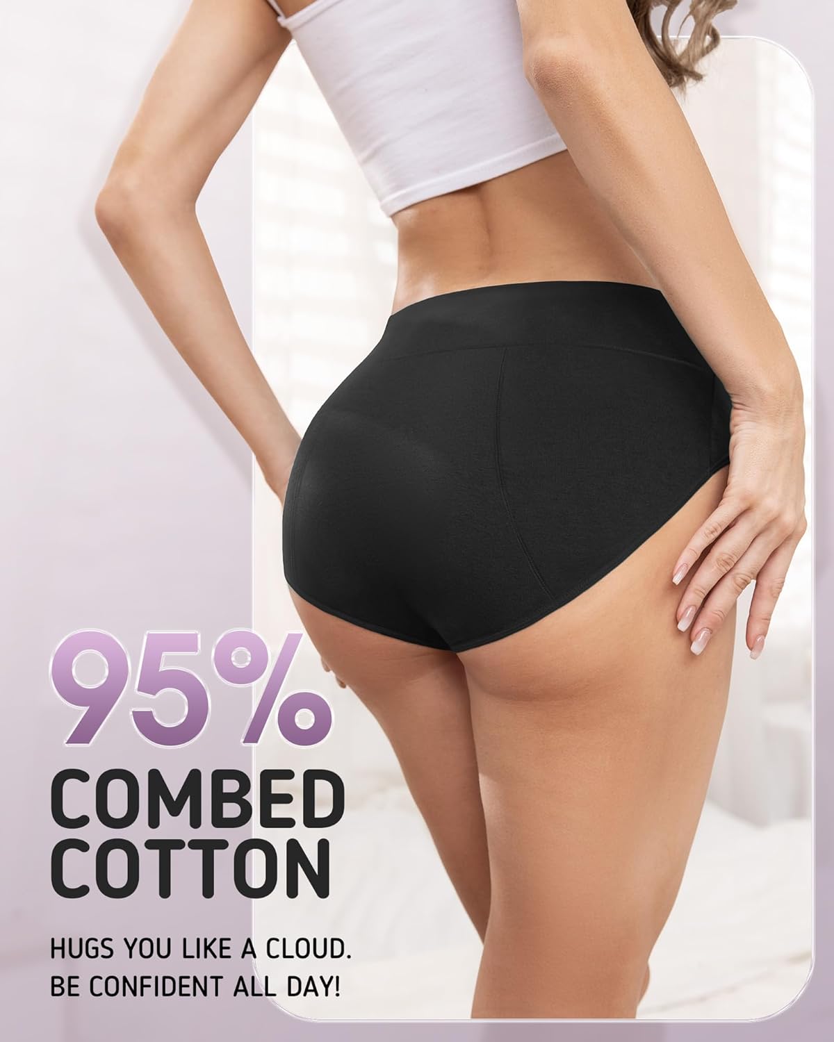 Womens Period Underwear Heavy Flow Menstrual Period Panties Leak-Proof Hipster Panty for Female Teens Girls 3 Pack - Image 4