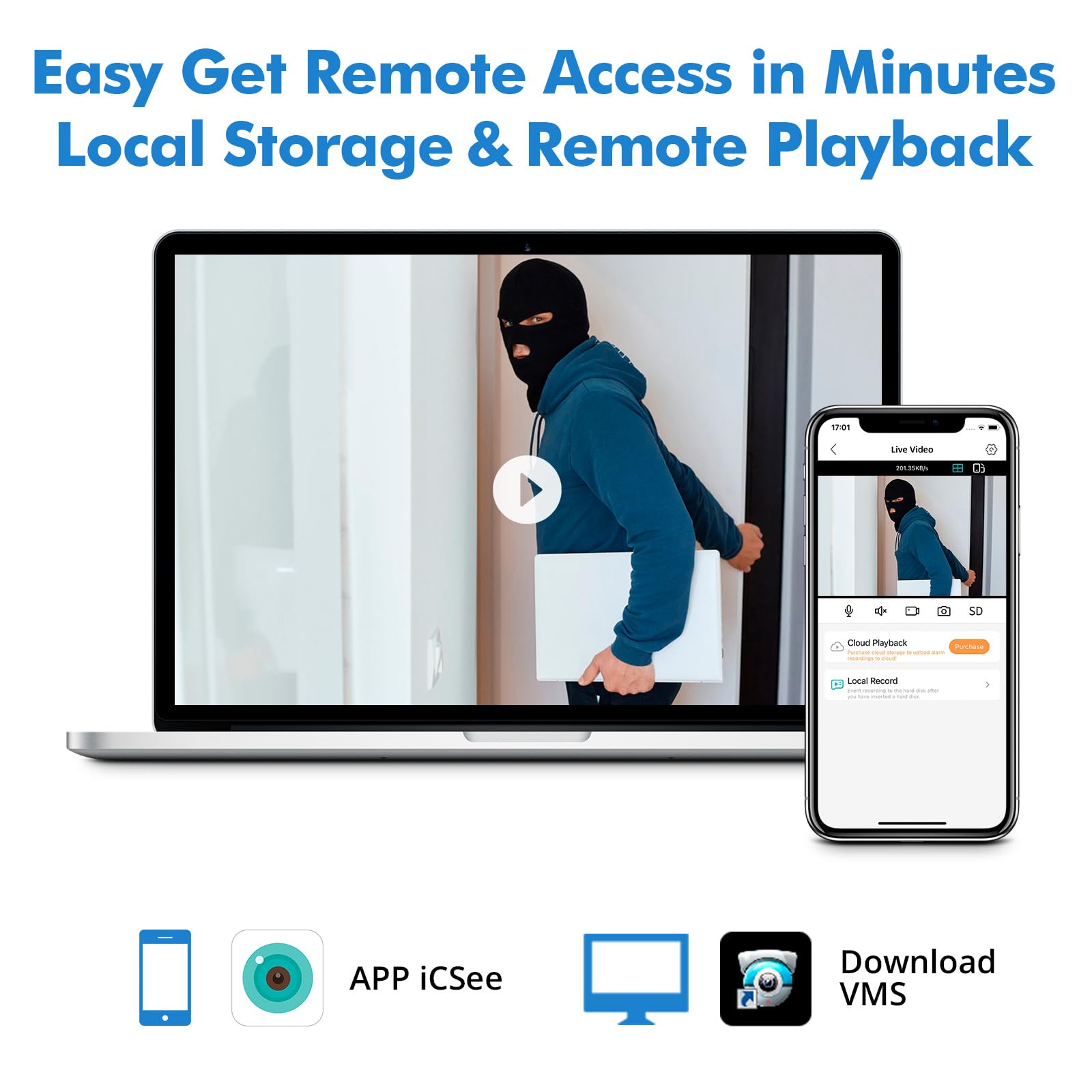 Registratore DVR di sicurezza a 8 canali con HDD 500G, DVR CCTV ibrido 6 in 1 a 8 canali per telecamera di sorveglianza, supporta telecamere analogiche a 8 canali, DVR per sistema di sorveglianza