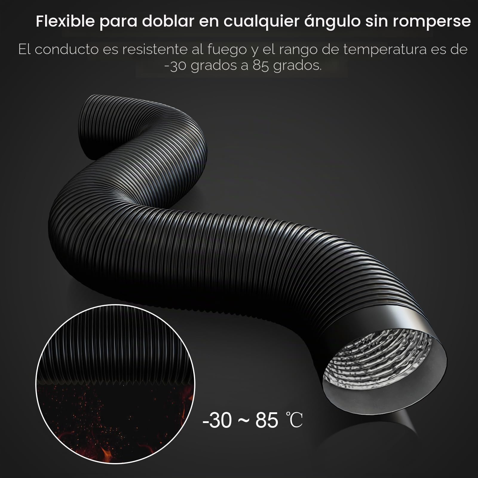 Aygrochy Manguera de ventilación de PVC de 150 mm, manguera de ventilación de 6 metros con 2 abrazaderas de manguera de acero inoxidable para aire acondicionado móvil, secadora, ventilador de