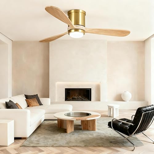 Miniatura 9 de Parrot Uncle Ventiladores de techo con luces y control remoto, ventilador de techo de 52 pulgadas con luz para dormitorio, ventiladores de techo de