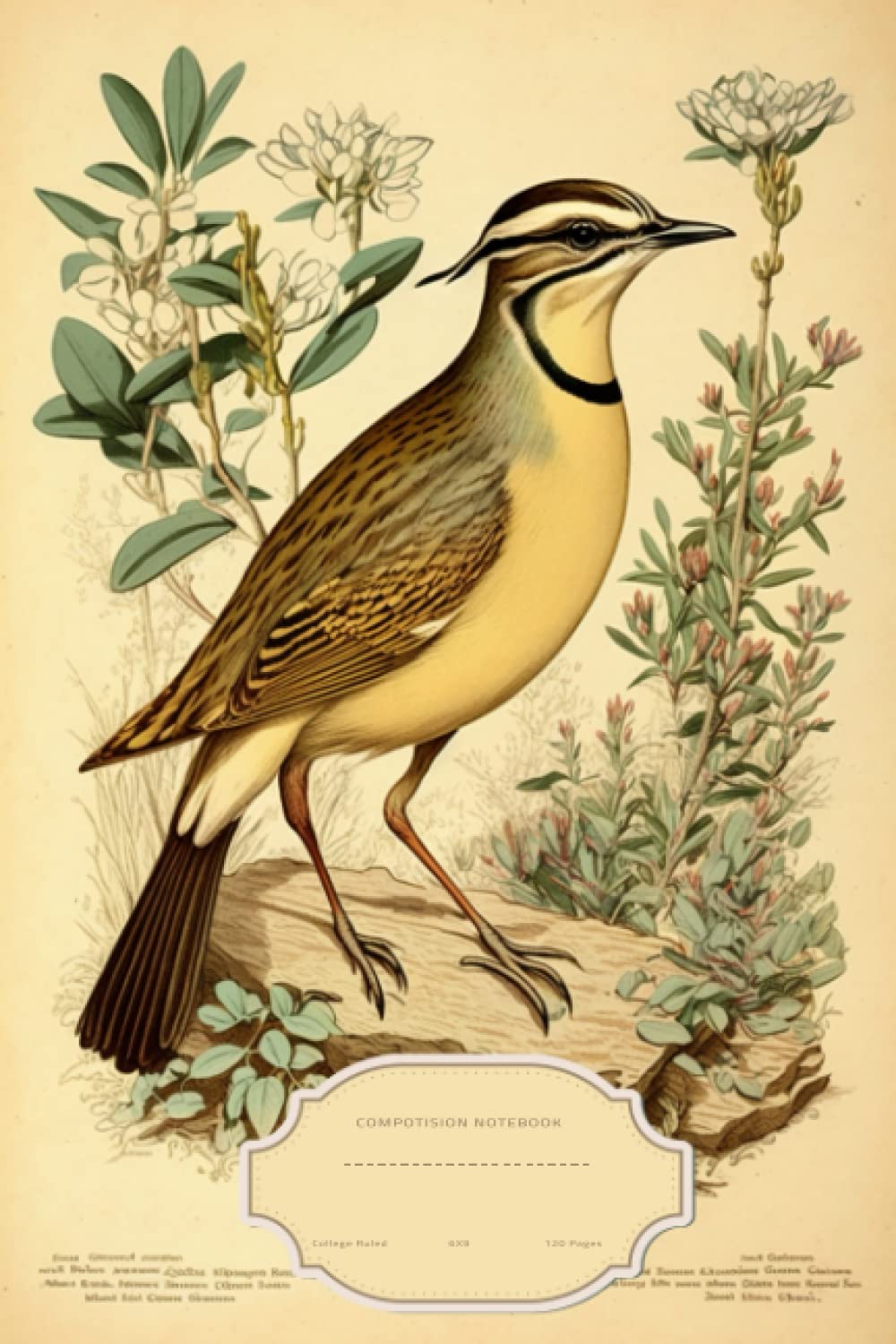 Lamn YouLcream coloured courser bird Composition Notebook College Ruled: cream coloured courser bird vintage botanical illustration journal, Cute Lined ... Blank Lined Writing Pages Journal with Perso