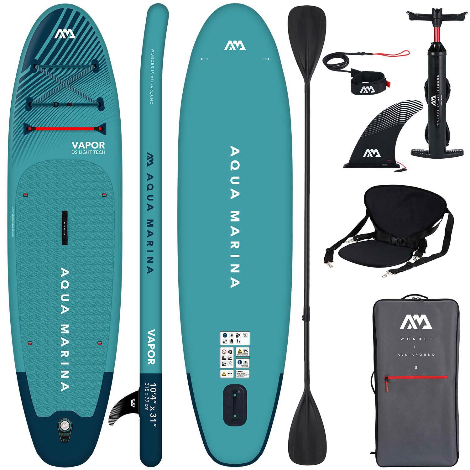 Aqua Marina Vapor 2021 nadmuchiwana deska SUP, pełne opakowanie, 315 x 79 x 15 cm