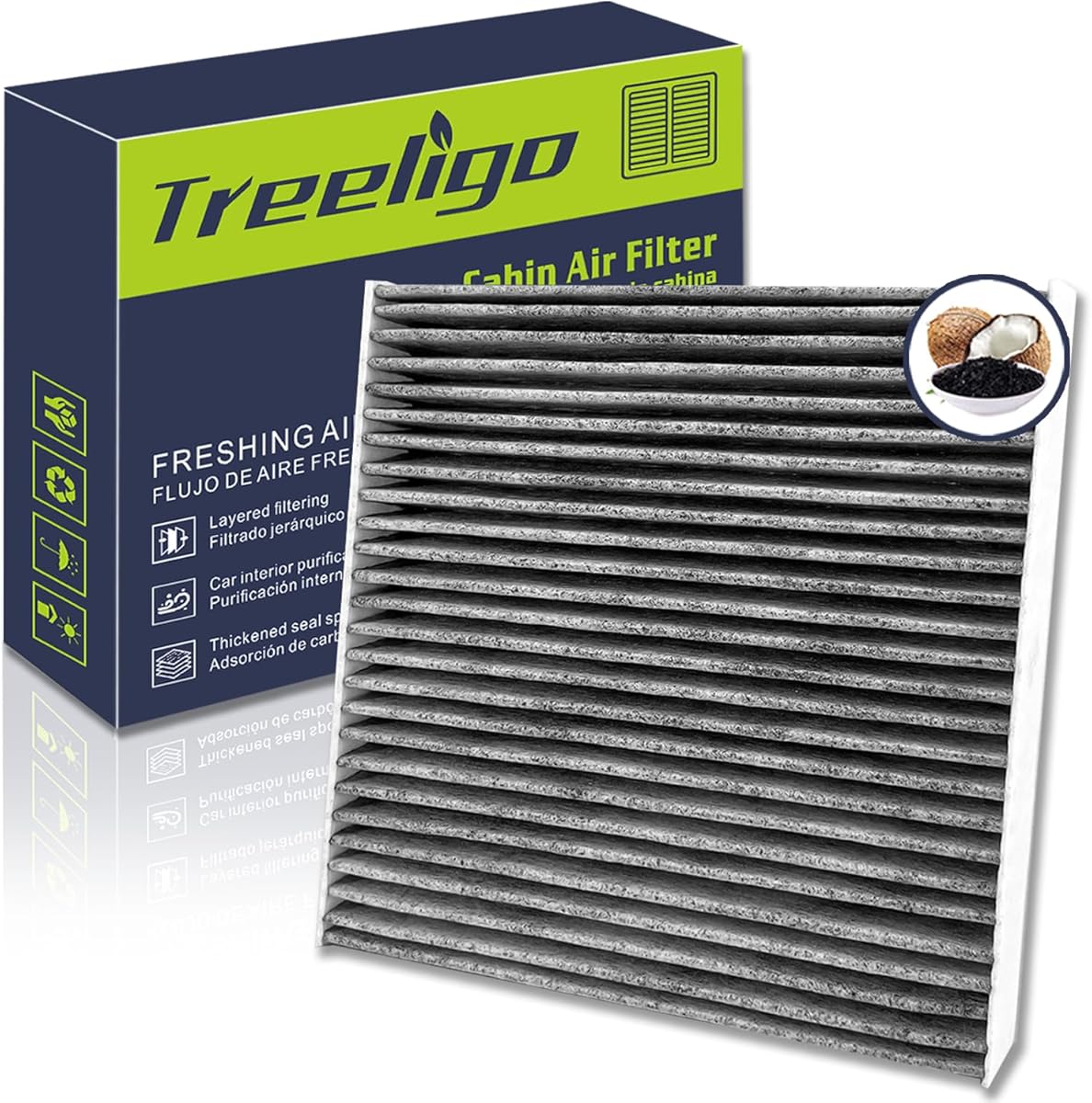 Treeligo CF11182 Cabin Air Filter, Replacement for Civic 2016-2024 CRV 2017-2024 CRZ 2011-2016 Fit 2009-2020 Odyssey 2018-2024 Accord Clarity Insight HRV, w/Upgraded Coconut Shell Activated Carbon