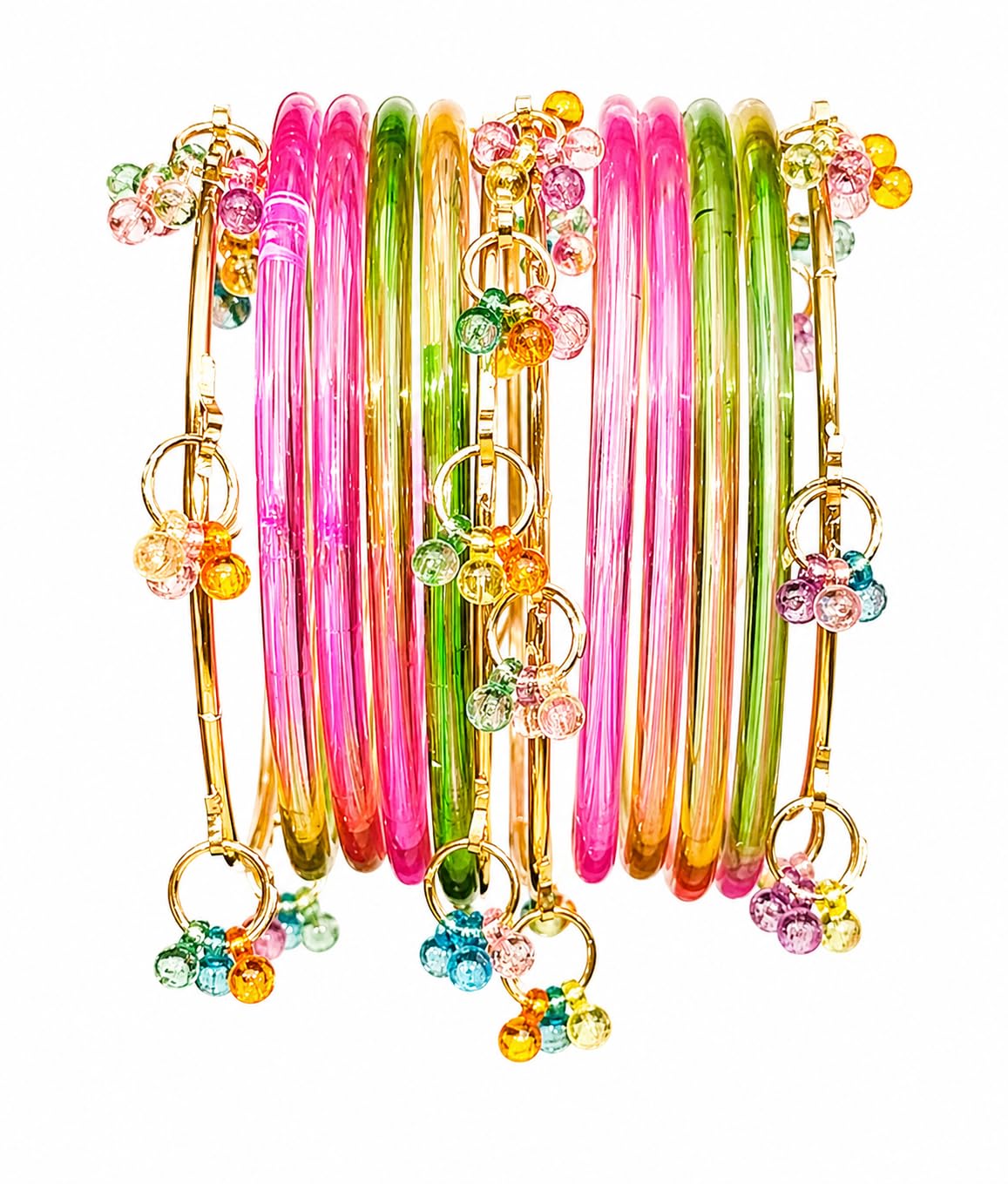 Women's Trendy Glossy jelly Glass Bangles with Alloy Ghungroo Charms For Women| Fancy Designer Glass Bangles |Set Of 12 (8 Glass + 4 ghungroo bangles)-image-34