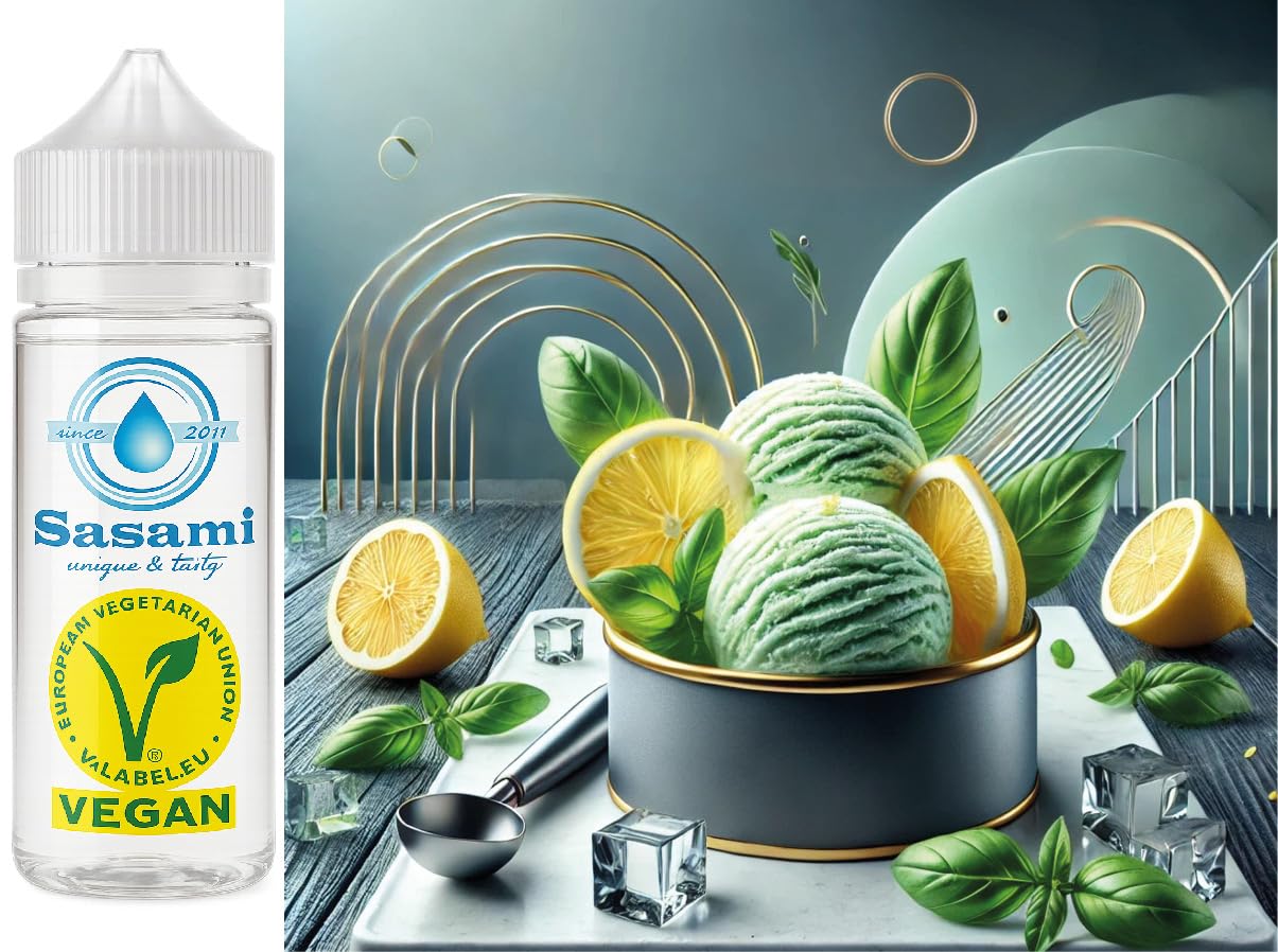 Zitrone Basilikum Eiscreme Eis Aroma Konzentrat - Vegan - Sasami - 100ml