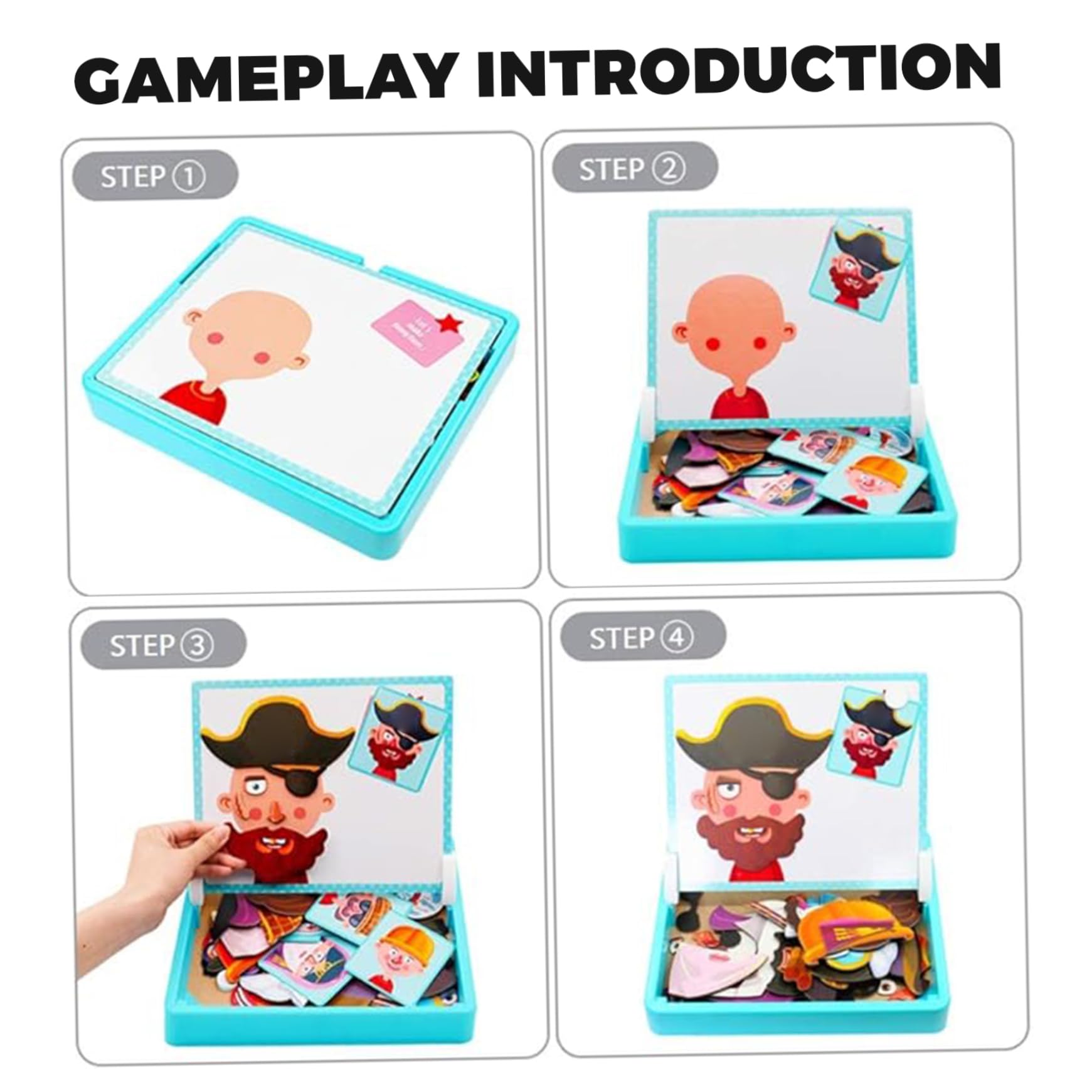 Caras magnéticas para niños pequeños. Divertido Libro magnético de Doble Cara para Rompecabezas y Pintura. Juguete Educativo Preescolar. Rompecabezas magnético. Caras magnéticas para niños pequeñ