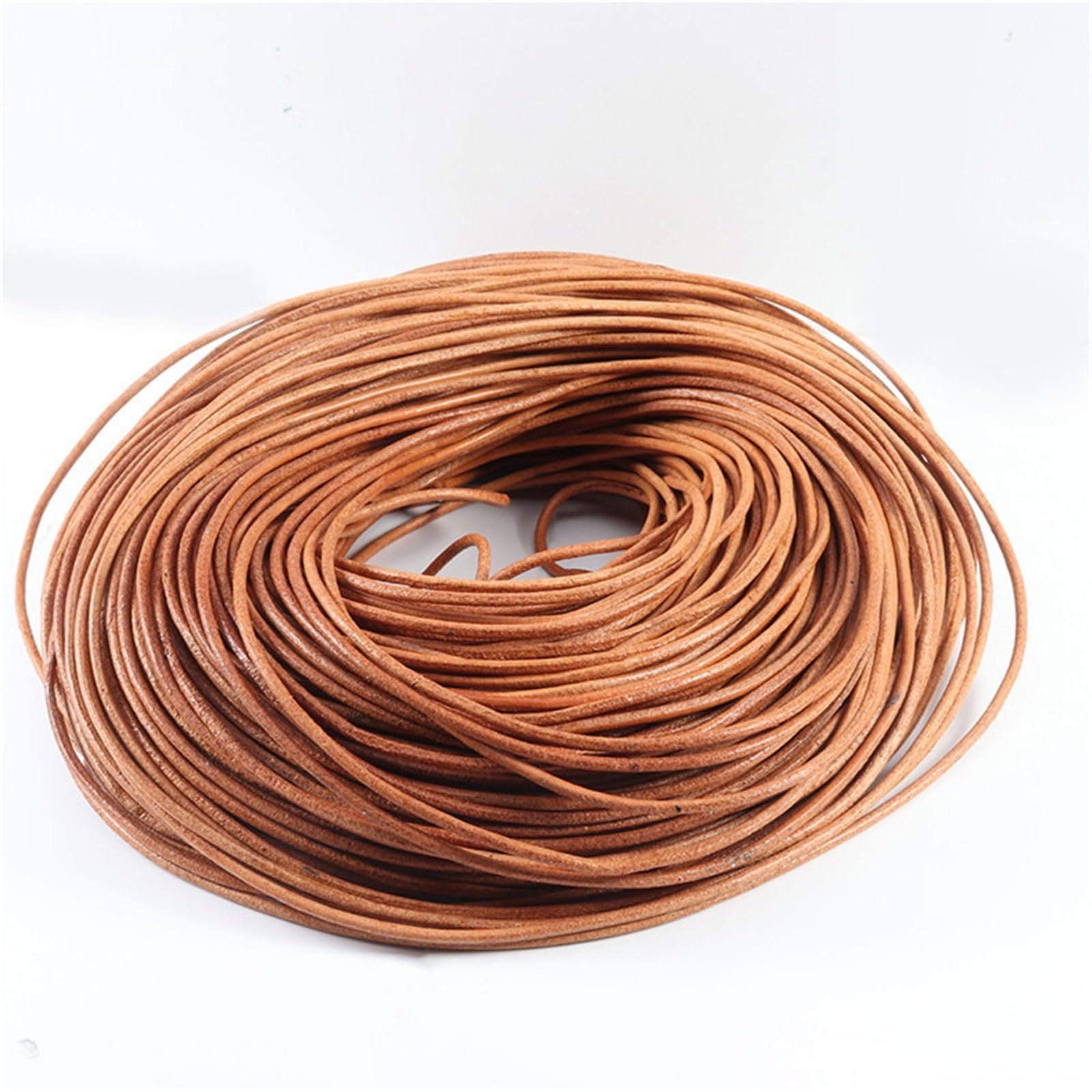 5 Yards Genuine Leather Round Thong Cord String Rope For DIY Necklace Bracelet Jewelry Making(Nude Color,2mm X 5yards)
