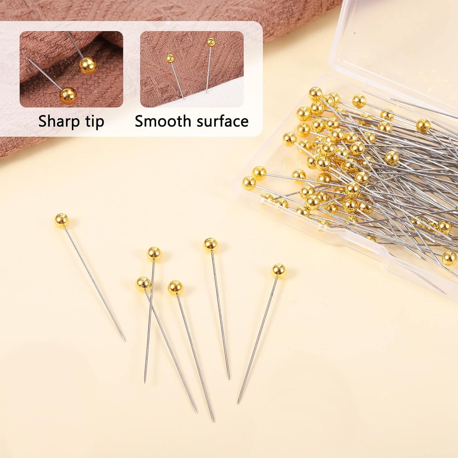 100 PCS Gold Pins Bouquet Pins Straight-Pins Sewing Gold Pin for Clothes with Pearlized Heads for Fabric Multipurpose Dressmaker Sewing Pin for Fabric Quilting Sequin Jewelry Decoration