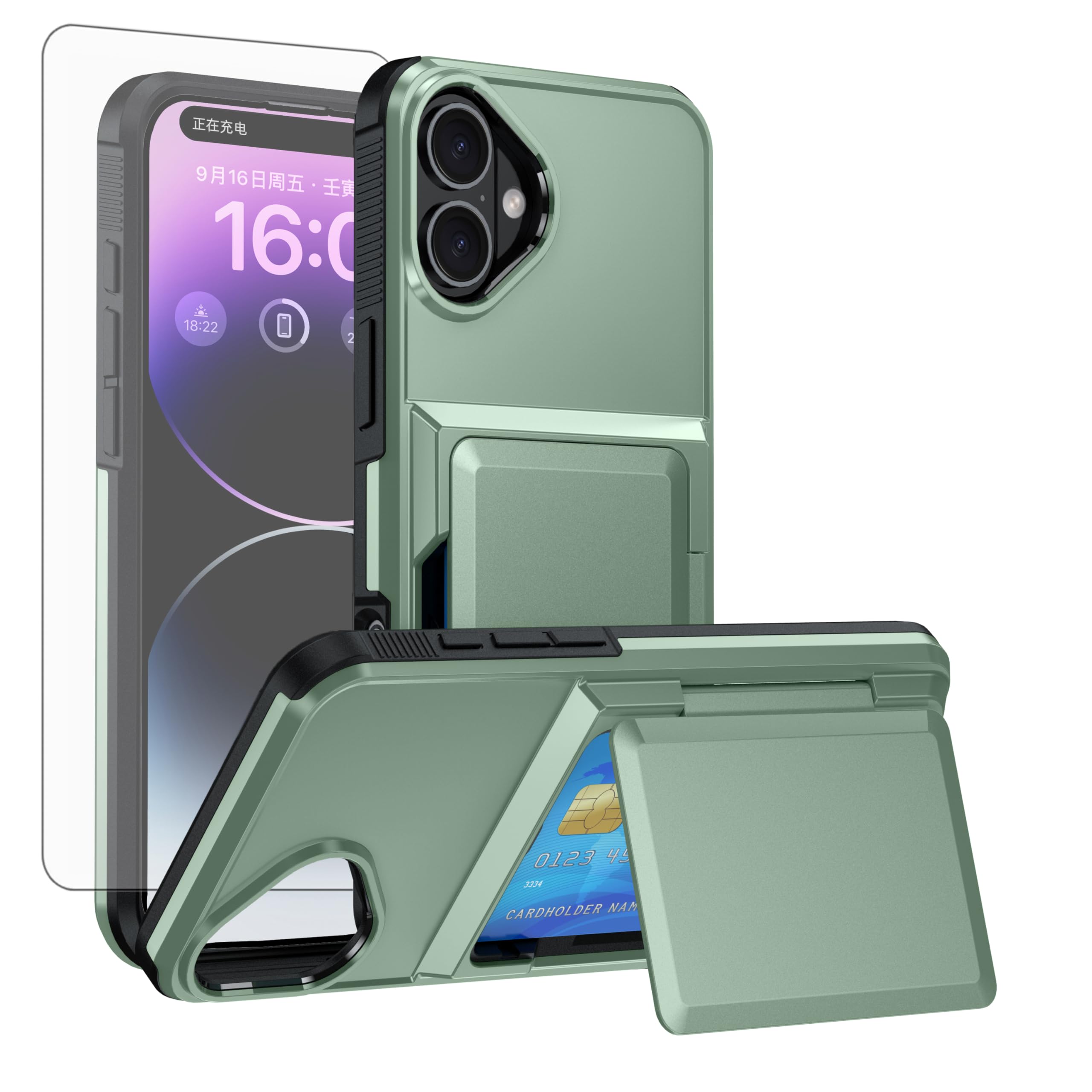 Coque iPhone 16 Plus Asuwish Vert VRSCK US protection intégrale - 8
