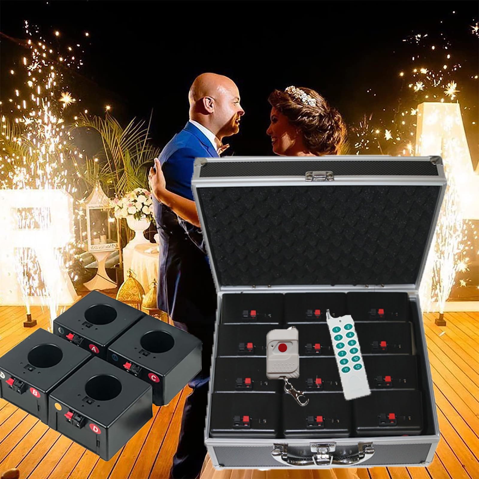 Base per attrezzatura da palco con telecomando, kit di attrezzature da palco wireless, include valigia per materiali di consumo (diametro inferiore a 4,2 cm, materiali di consumo non inclusi)