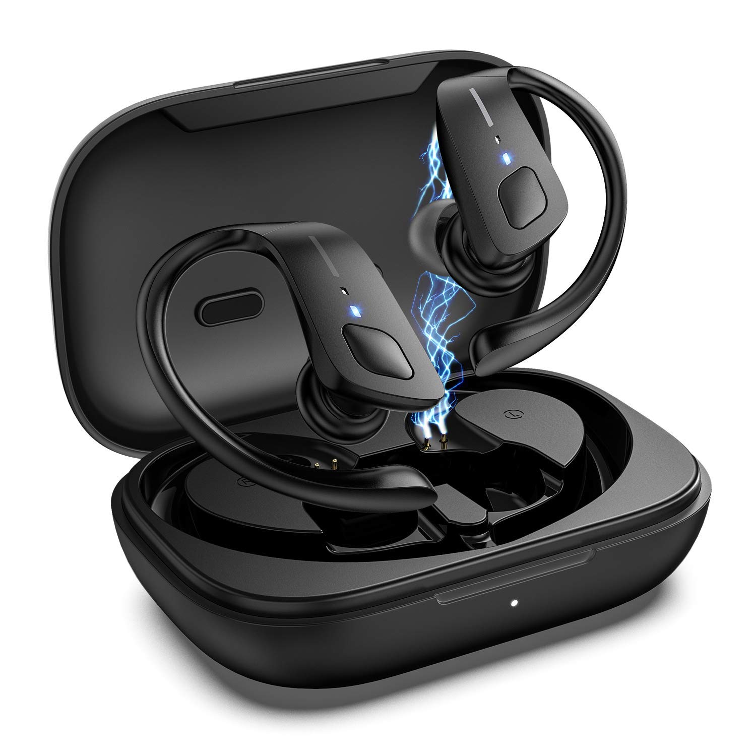 HolyHigh Wireless Headphones Sports Earbuds Pro Bluetooth 5.0 Earphones IPX7 Waterproof 35H Play Time with Charging Case for Running Gym