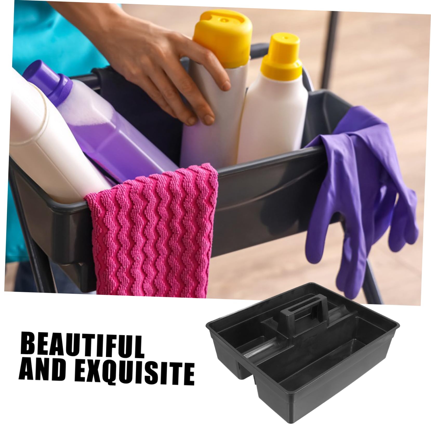 Alipis Cesta De Limpieza Para Hotel Organizador De Herramientas De Plástico Con Asa Para Almacenamiento De Productos De Limpieza Cocina o Baño
