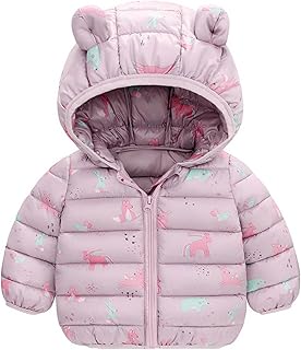 KEOYA Unisex Babies Puffer Jacket Kids Winter Thicken Warm Hooded Coat Lightweight Cartoon Windproof Waterproof Jacket 0-4...