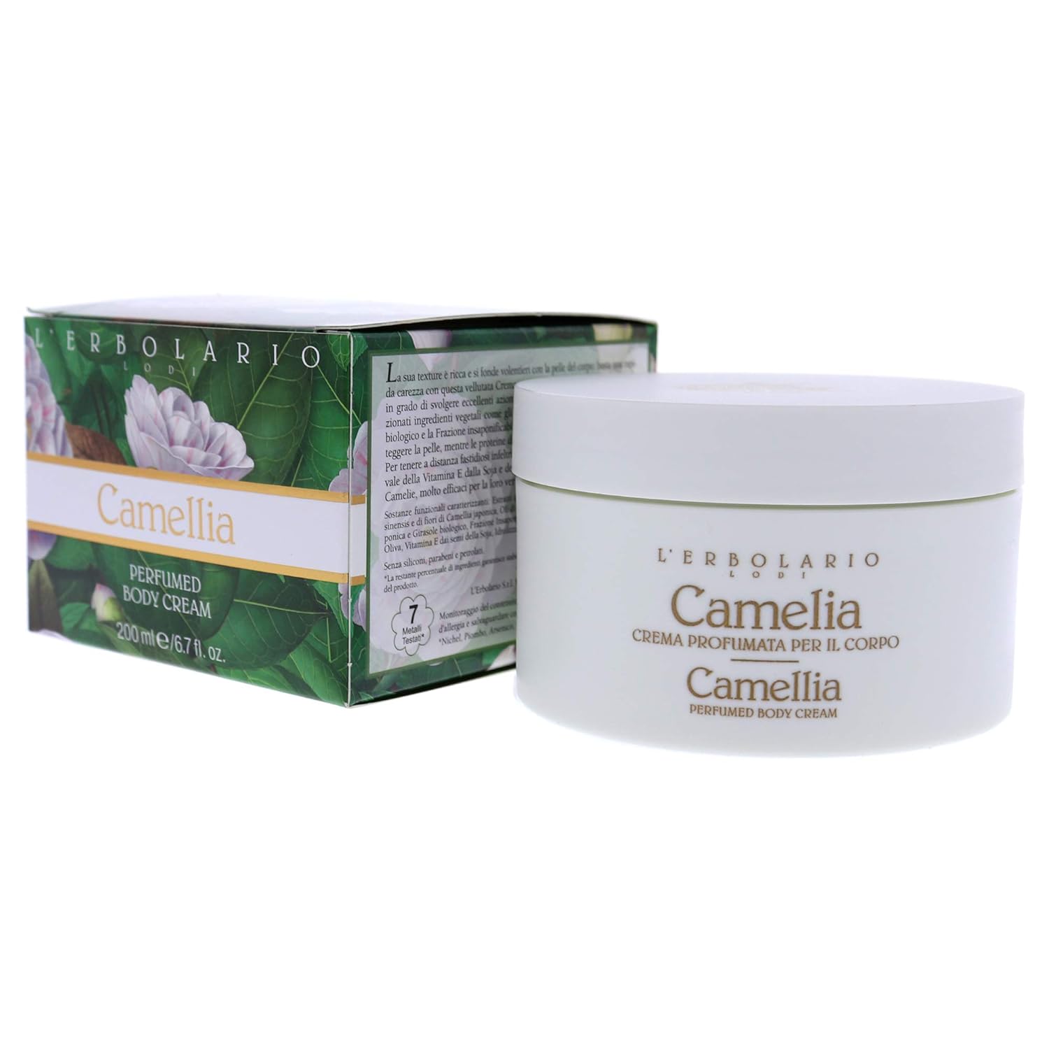 L’Erbolario Body Cream – Moisturizing Body Butter – Nourishes, Protects with Camellia Oils – Floral Scented Antioxidant Skin Care – Camellia – 6.7 oz