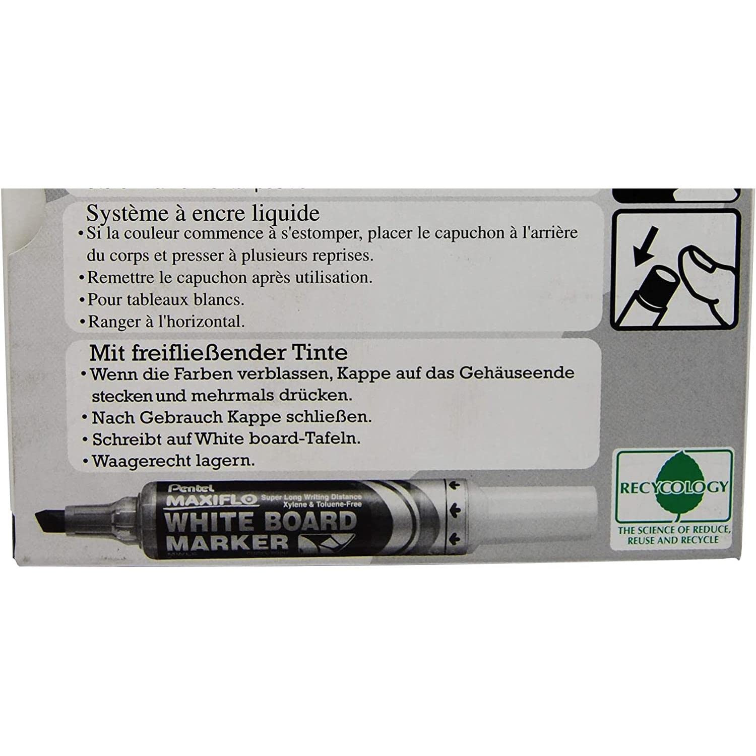Pentel MAXIFLO MWL6 - Rotuladores de pizarra blanca (12 unidades), color negro
