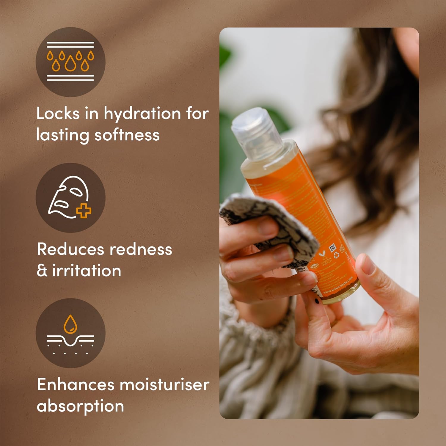 Urban Veda Soothing Hydrating Face Toner | Soothing and Calming | for Dry, Mature, Sensitive & Inflamed Skin | Contains Sandalwood, Organic Aloe Vera & Rose Water for Face | 5.07 Fl oz