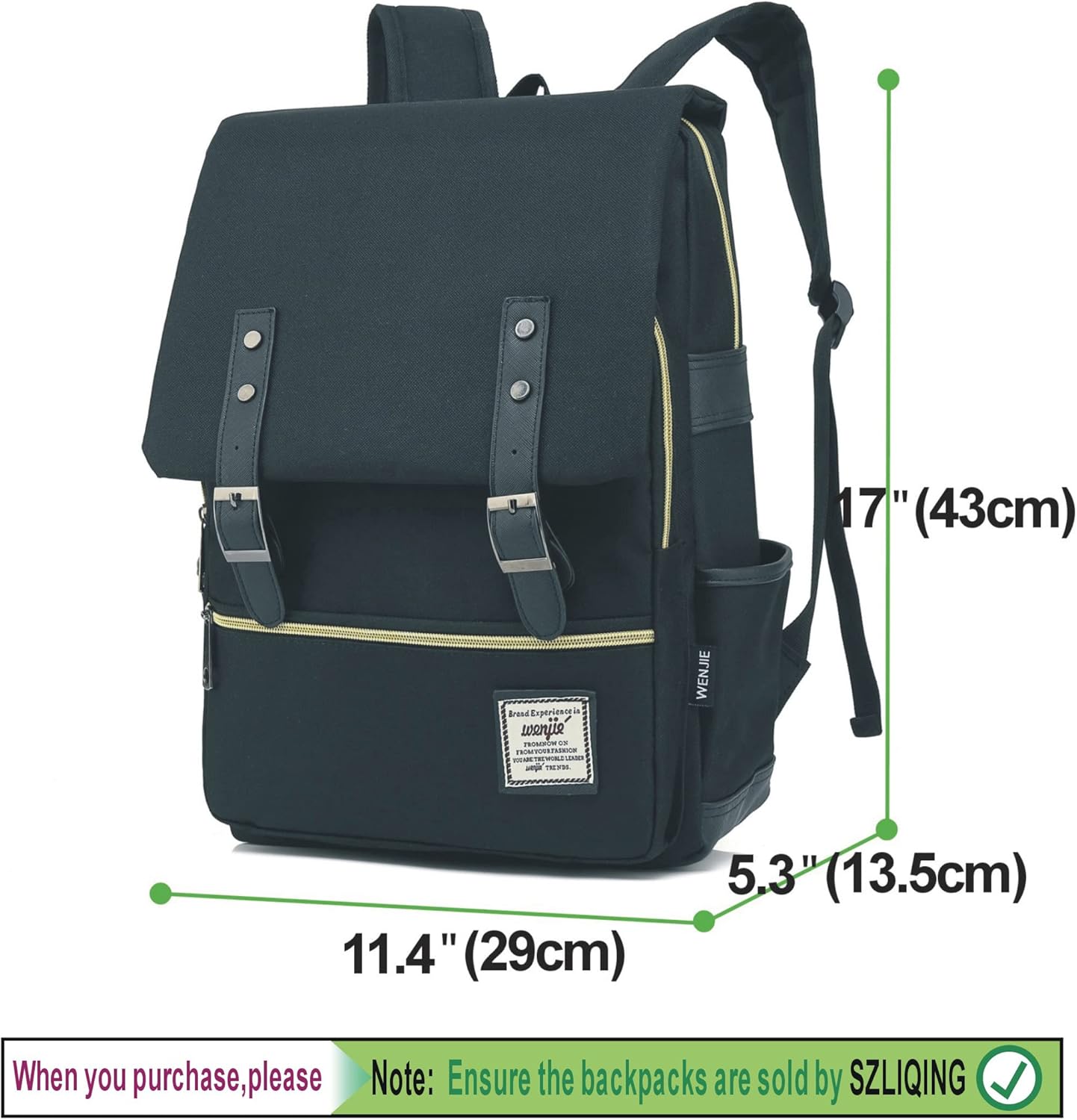 LIZAIDA MENENDEZ Unisex Vintage Laptop Backpack for Women Men,Laptop Bag For Teens,School College Backpack With USB Charging Port, Dark Black