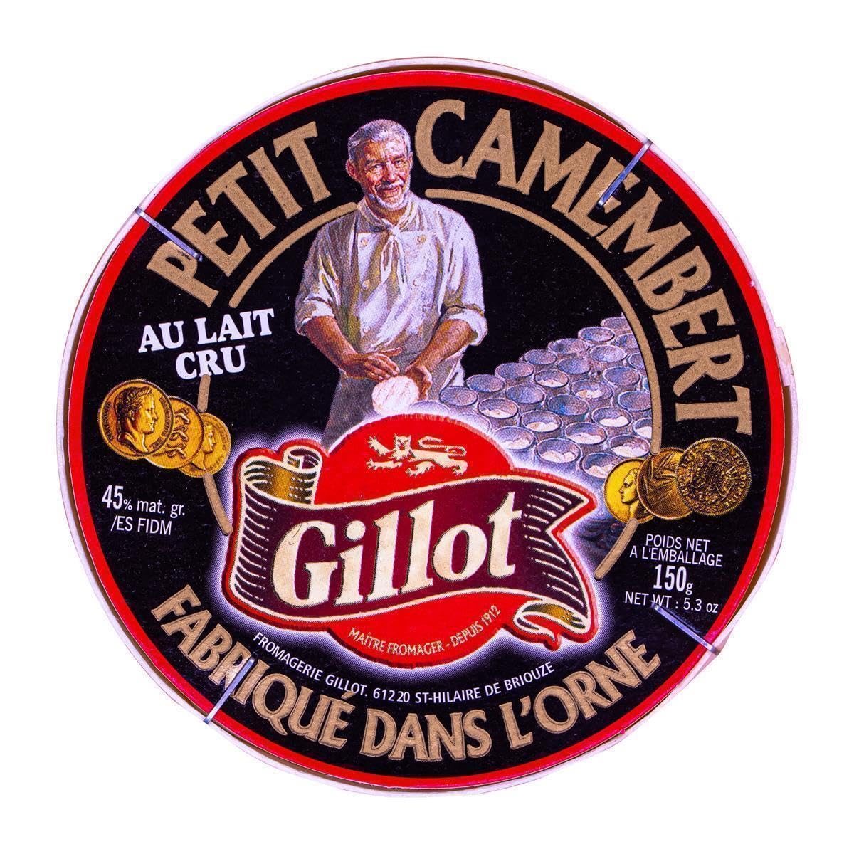 GILLOT NOIR CAMEMBERT Weichkäse AOP - 6x 150g - französischer Weich-Schimmel-Käse de Normandie passt zu Plateau fromages u. Rot-Wein Datteln Feigen Pflaumen Walnüssen