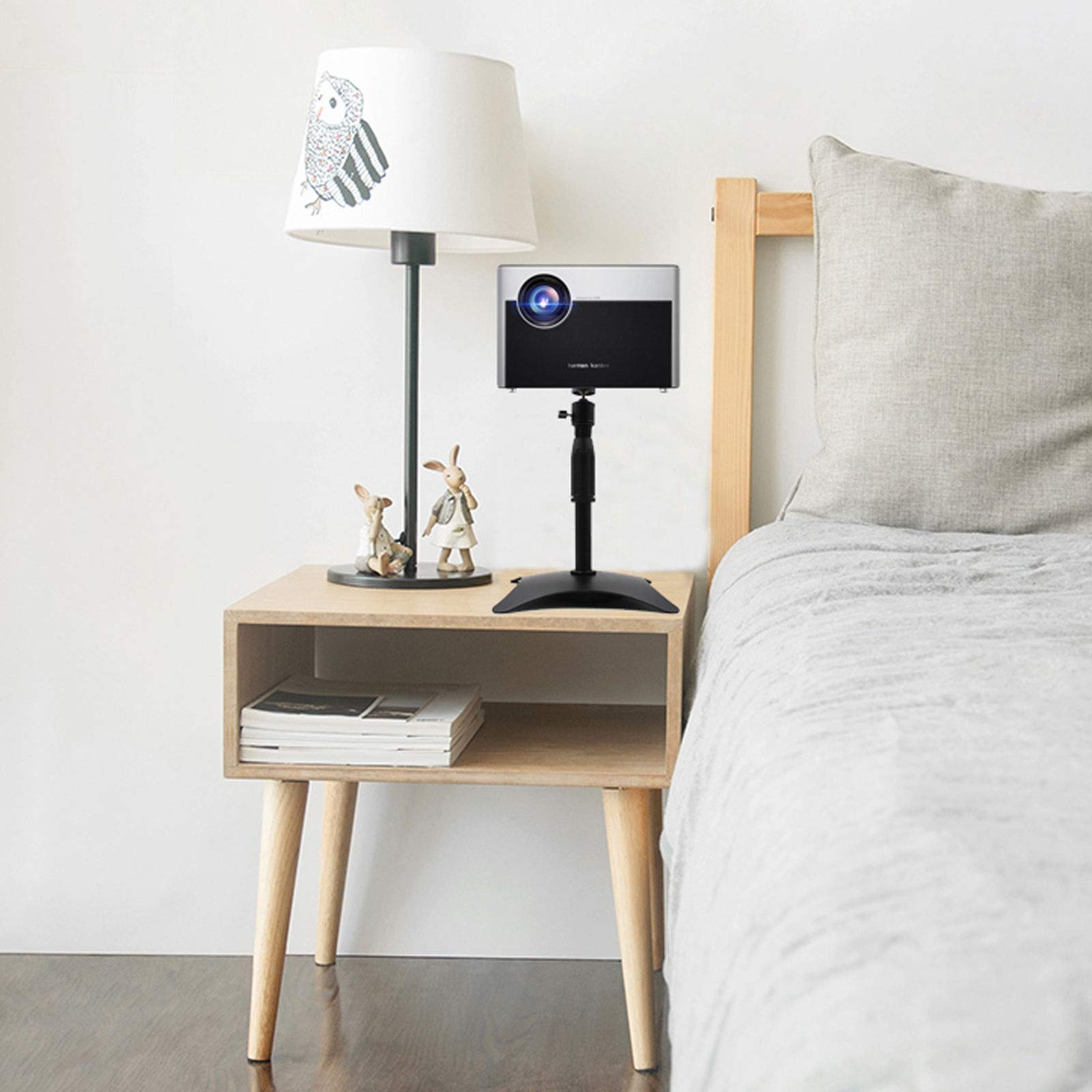 Atriles para proyectores Mini soporte para proyectores domésticos con cabezas giratorias de 360 ​​grados para proyectores Cámaras, montaje con balón metálico para cámara, negro Soportes para proyector
