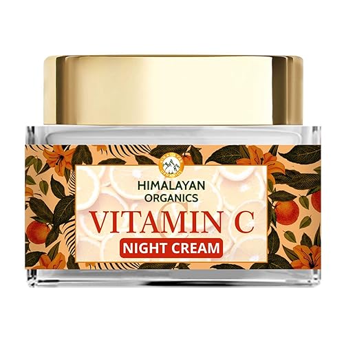 Himalayan Organics Vitamina C Crema de Noche con Ácido Hialurónico Anti Pigmentación & Brillo de la Piel, 1.7fl oz