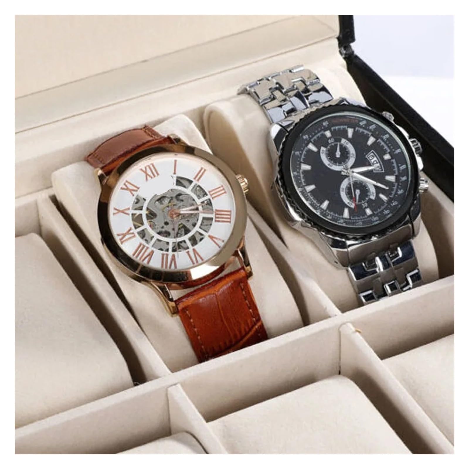 Vitrine for 20 Uhren, Uhrenbox aus PU-Leder, Organizer, Aufbewahrungsbox for Herren- und Damenkollektion, Schmuckaufbewahrung zur Aufbewahrung von Uhren