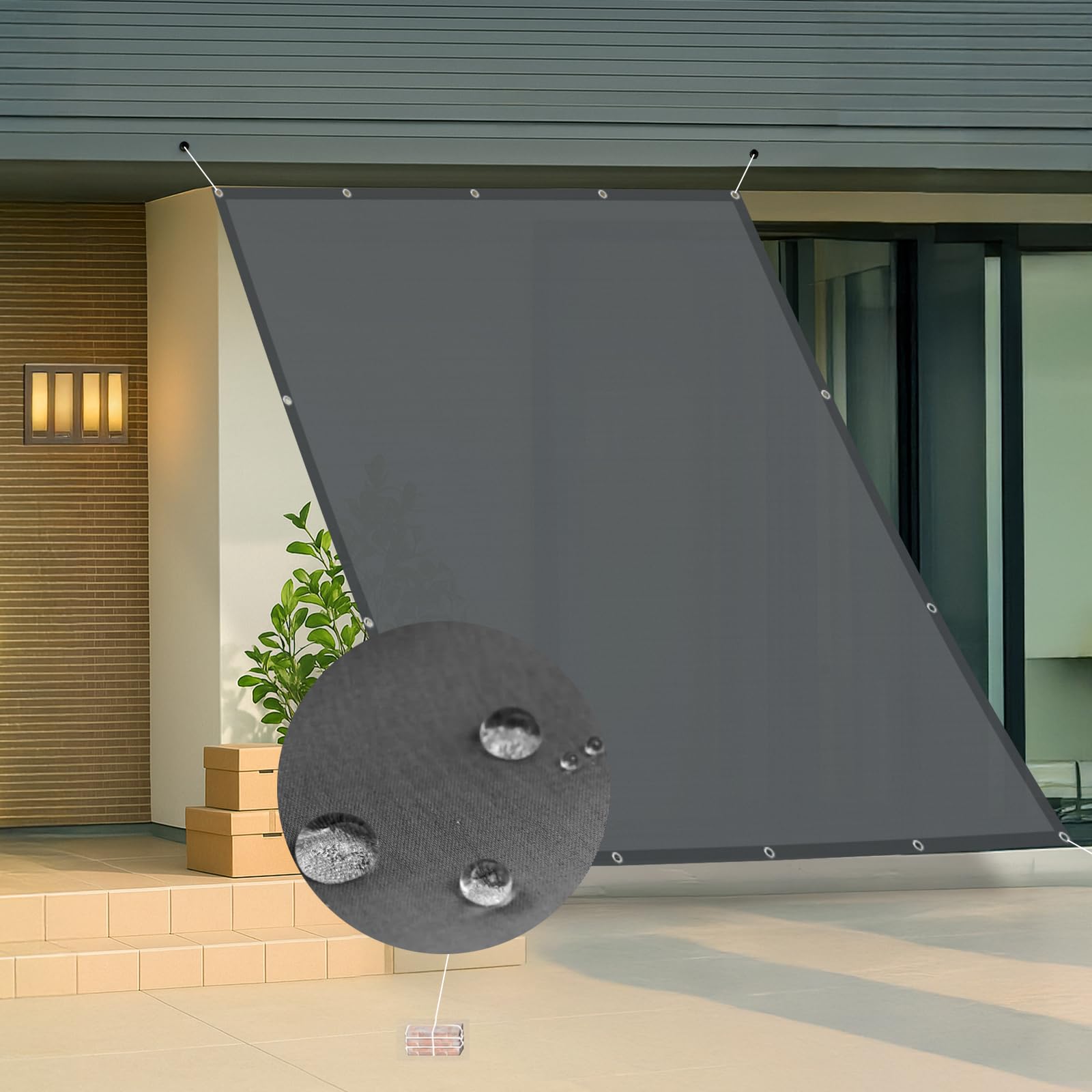 LOVE STORY 撥水シェード 2x2m ダークグレー 雨よけ 防水 日除けシェード 日よけ サンシェード