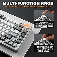 Vista 7 de YUNZII Teclado mecánico inalámbrico B75 PRO, diseño del 75% con perilla, estructura personalizada de junta de intercambio rápido, interruptores