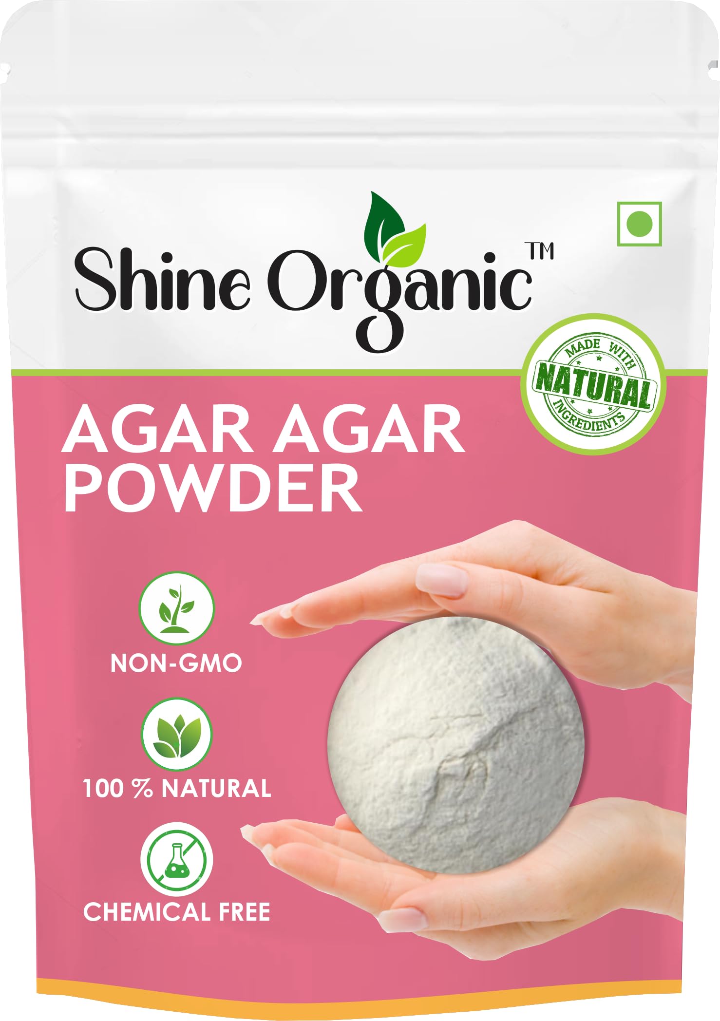 Shine Organic Agar Agar Powder Gluten Free | China Grass Powder | - (100 GM) Perfect for Desserts, Cakes, Puddings & Jelly | Gelatin Alternative