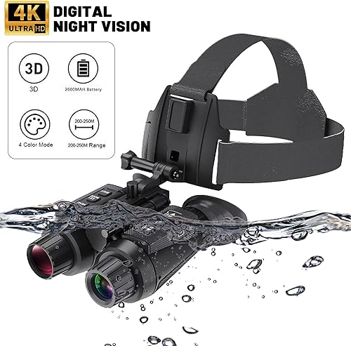 Miniatura 3 de HUVIOVED NV8300 - Gafas de visión nocturna 3D 4K con efecto de visión 3D, telescopio binoculares de visión nocturna con zoom digital de 8 X y 7