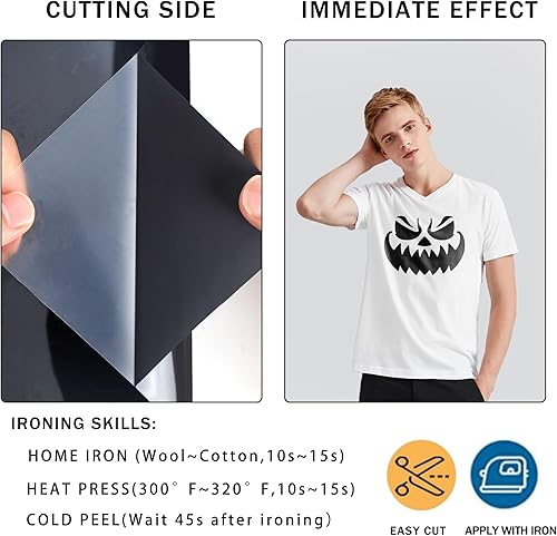 Miniatura 6 de RENLITONG - Paquete de 11 hojas de vinilo de transferencia de calor gris de transferencia de calor de 12 x 10 pulgadas, para planchar para ropa de