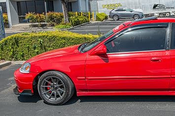 Replacement for 1996-2000 Honda Civic Coupe & Hatchback Models | EOS Visors JDM Clip-ON Style Smoke Tinted Side Window Vent Deflectors Rain Guard EK9 EM1 Si