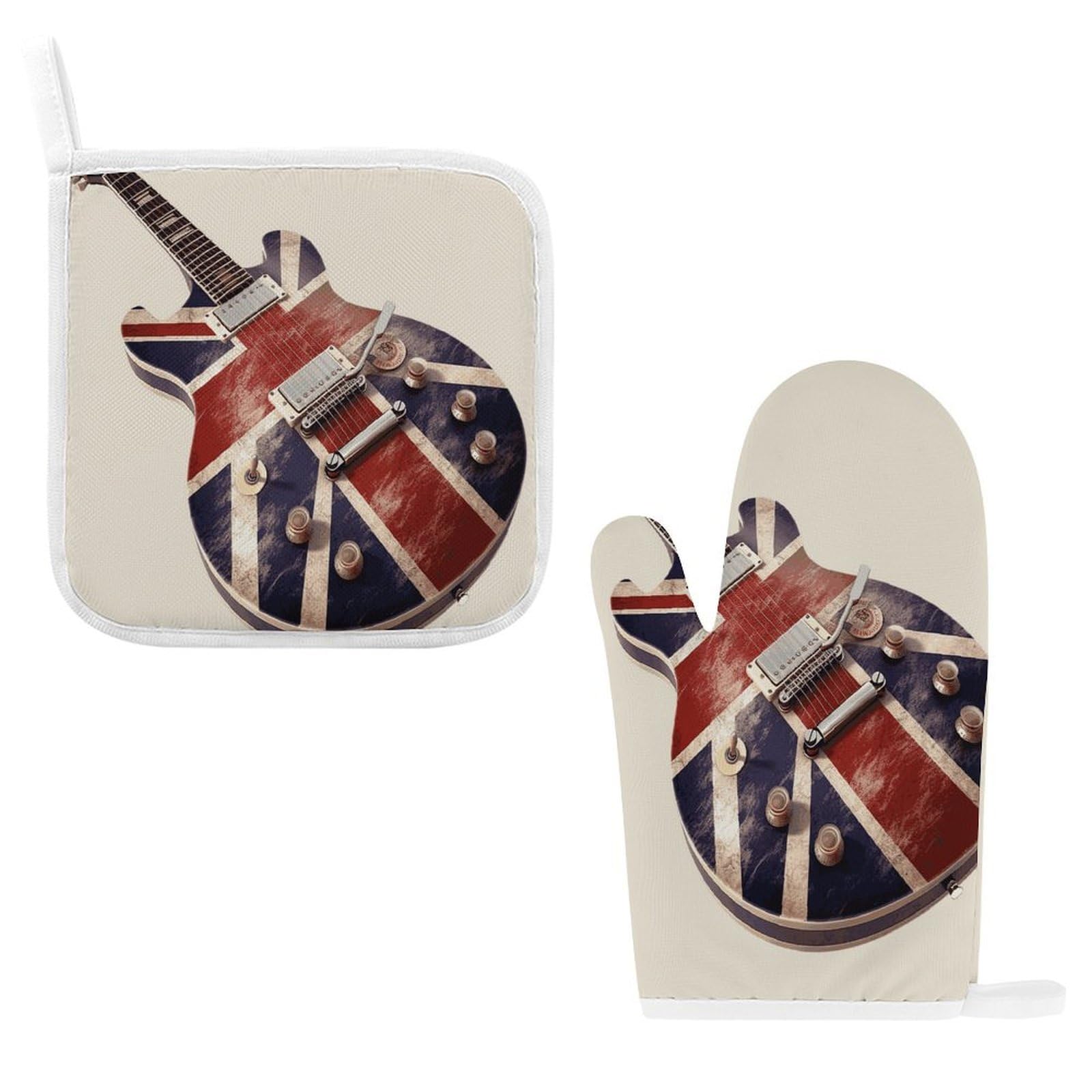 Btcowzrv Style Guitar British Flag Oven Mitts And Pot Holders 2Pcs Set