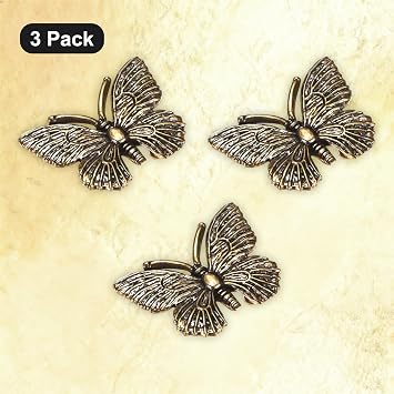 M METERXITY 3-Pack Bird Bath Copper Disk, Mini Bird Bath Copper Ornaments for Outdoor Birdbaths/Bowl Decor [Butterfly]