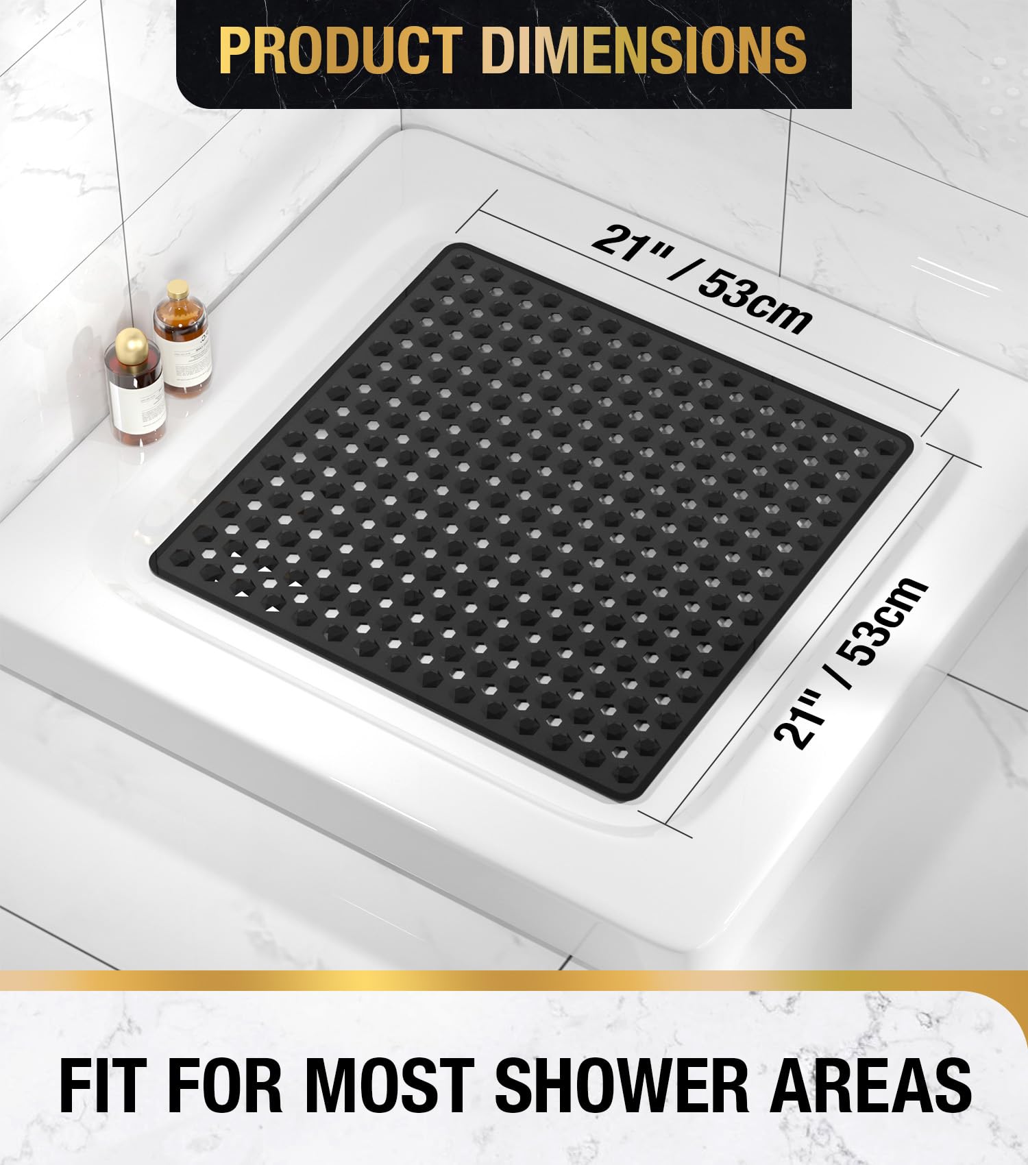 HITSLAM Shower Mat Non Slip Anti Mould, Bath Mat Anti Slip With Suction Cups and Drain Holes - Image 2