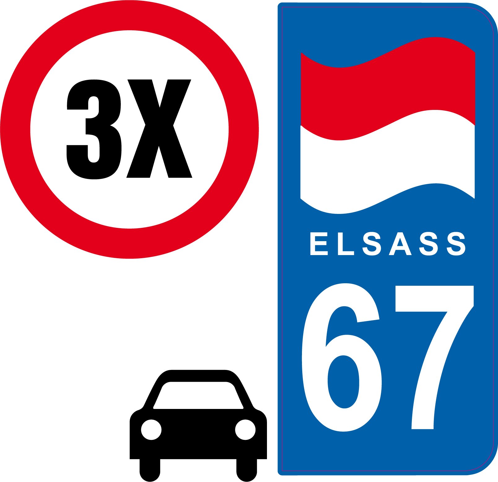 Adesivo per targa a 67 basse, dimensioni