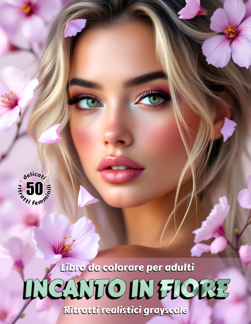 INCANTO IN FIORE – Libro da colorare per Adulti | Ritratti realistici floreali in scala di grigi | per Relax, Creatività Consapevole: Edizione italiana