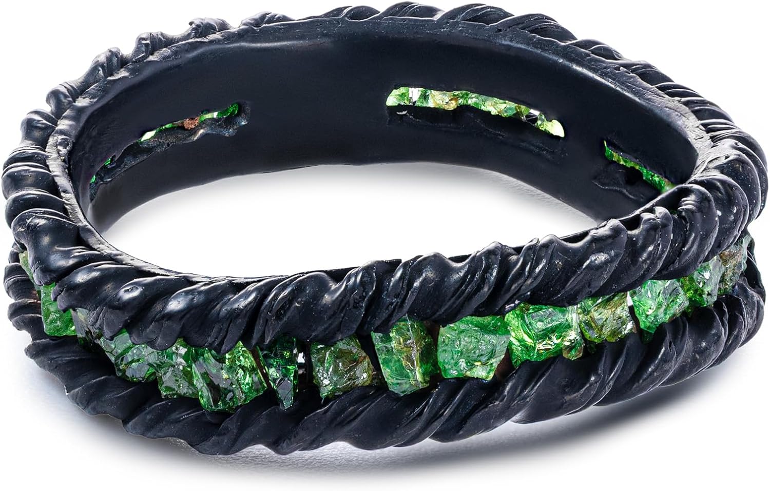 GERMAN KABIRSKI Gaiete Minimalist Raw Gemstones Ring – Thin 925 Sterling Silver Band, 18K Gold/Black Anthracite/Anti-Tarnish Plated, Handmade Art Jewelry - Safe and Allergy‑Free - Image 2