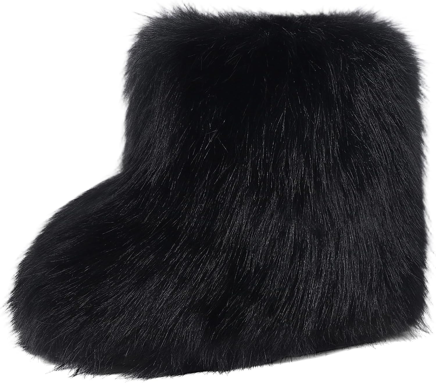 MK MATT KEELY Girls Furry Faux Snow Boots Kids Fuzzy Fluffy Winter Mid-Calf Boots Warm Plush Lined Outdoor Indoor Non-Slip Flat Shoes for Little/Big Kids