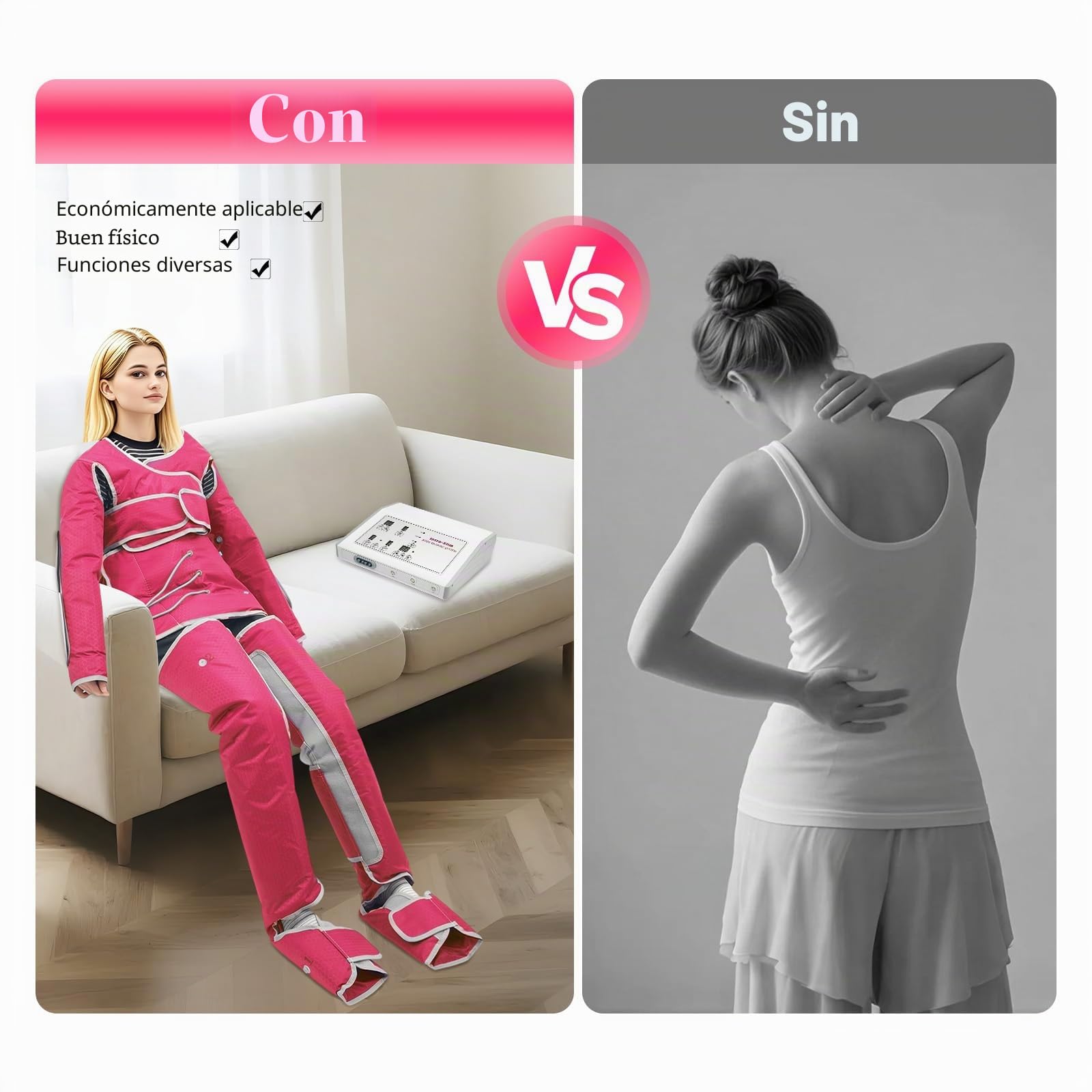 Traje De Masaje Infrarrojo, Presoterapia Completa, Ropa Spa Personal, 400W Alto Rendimiento, Masaje Piernas Brazo Espalda Pies, Casa Oficina Salón, Protección Sobrecalentamiento
