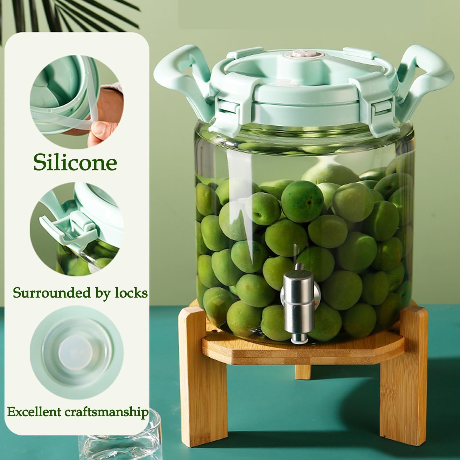 Dispensador de agua de 3 litros para nevera, tarro de té y dispensador de bebidas para rabias heladas/calientes, elegante dispensador de rabia con soporte para barbacoas, picnics, piscinas y eventos