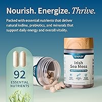 Vista 2 de Cápsulas de musgo de mar irlandés con vejiga, raíz de bardana y soporte energético de yodo, suplemento de costura para elevar el estado de ánimo