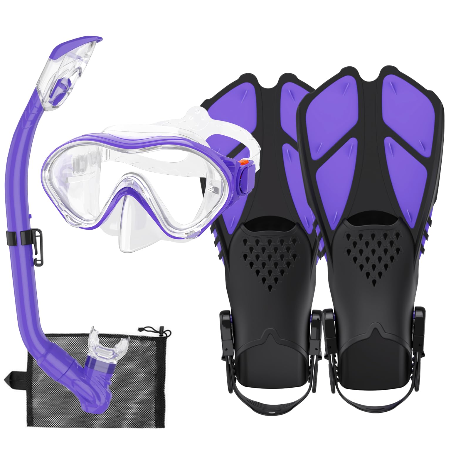 HH HHAO SPORT Schnorchelset Kinder mit Flossen, 180° Anti-Fog Panorama Weitblick Taucherbrille Kinder, Verstellbaren Schwimmflossen, Hochwertige Tauchermaske und Dry Top Schnorchel für Schwimmen