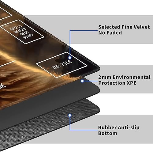Miniatura 3 de Tapete de juego de cartas de gato genial, tapete de juego MTG y alfombrilla de mouse de 24 x 14 pulgadas, tapete de juego con borde cosido para
