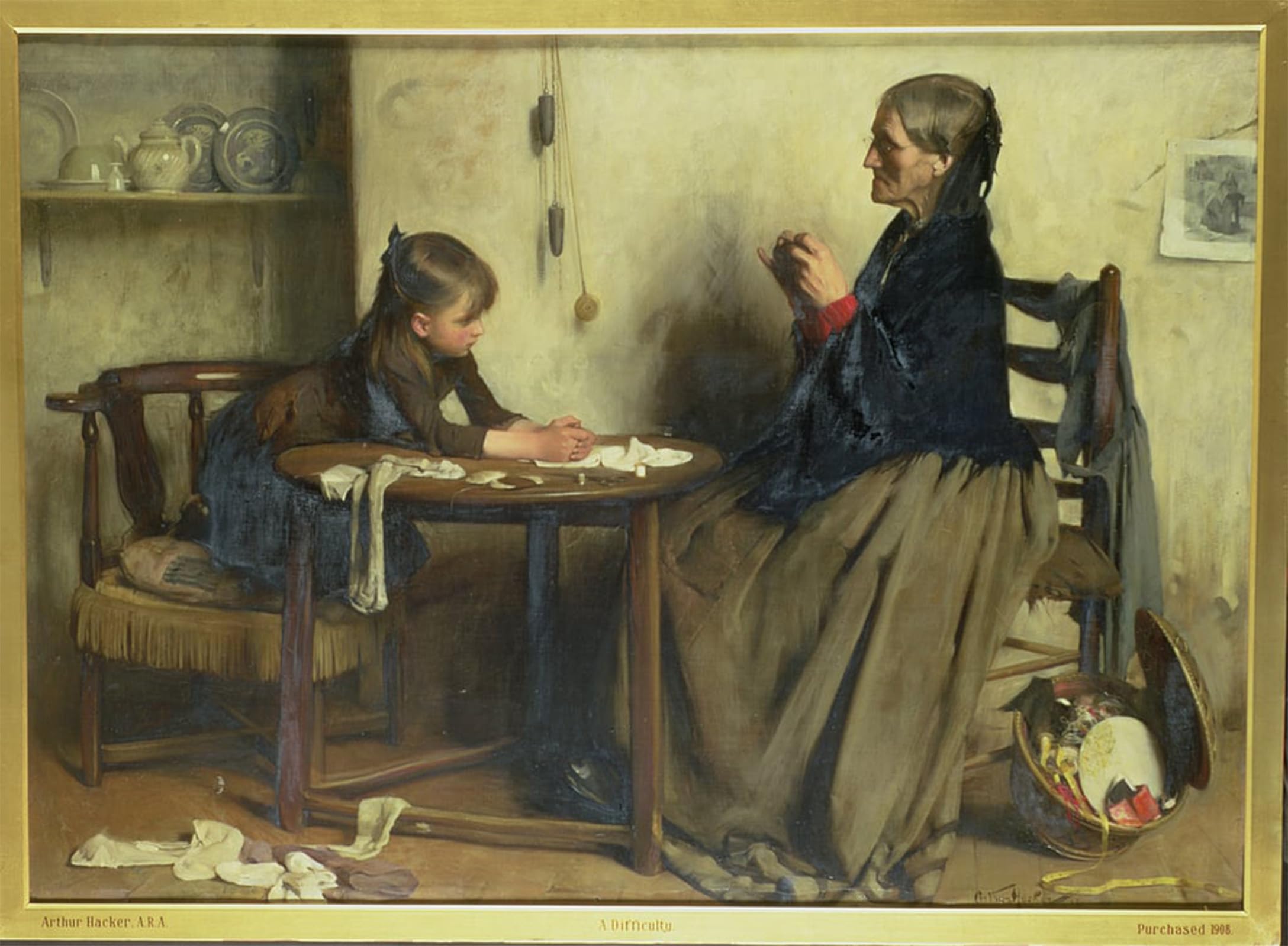 ARTXLXXBN Famous Print Painting Colorful Art Print a Difficulty by Arthur Hacker Canvas Art Decorations for Home Decor 60x90cm