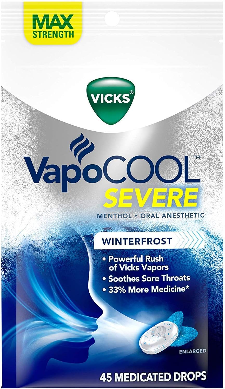 VapoCOOL Severe Medicated Drops, Winterfrost, 45 Drops (Pack of 2)