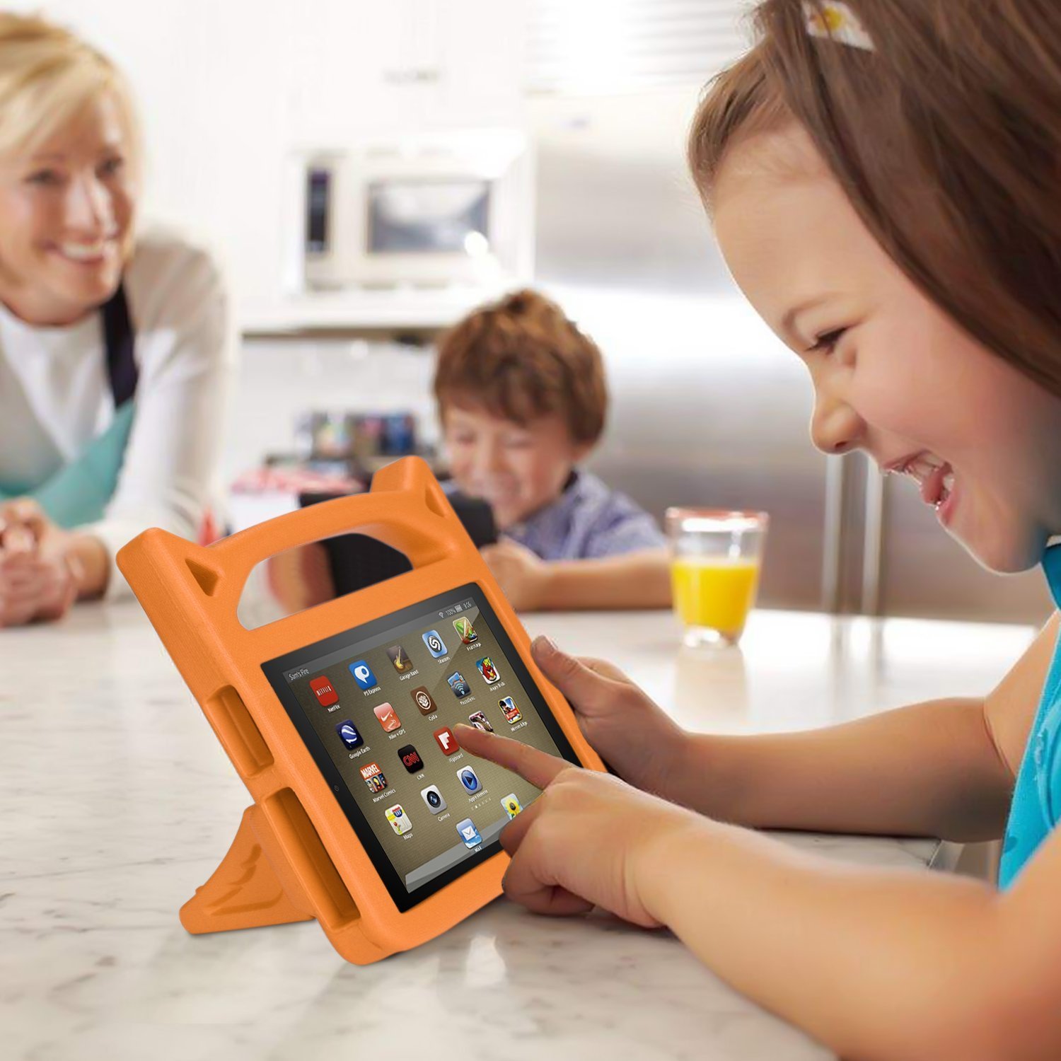 Custodia per tablet 7 per bambini DJ&RPPQ leggera antiurto per bambini con maniglia di supporto per tablet 7 (2019 e 2017 e 2015), colore: Arancione